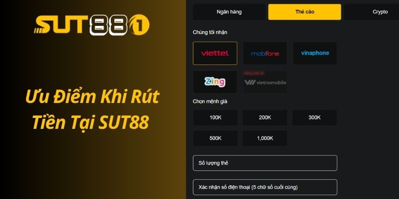 Rút Tiền SUT88 Nhanh Chóng – Về Tài Khoản Trong Vài Phút Ưu Điểm Khi Rút Tiền Tại SUT88